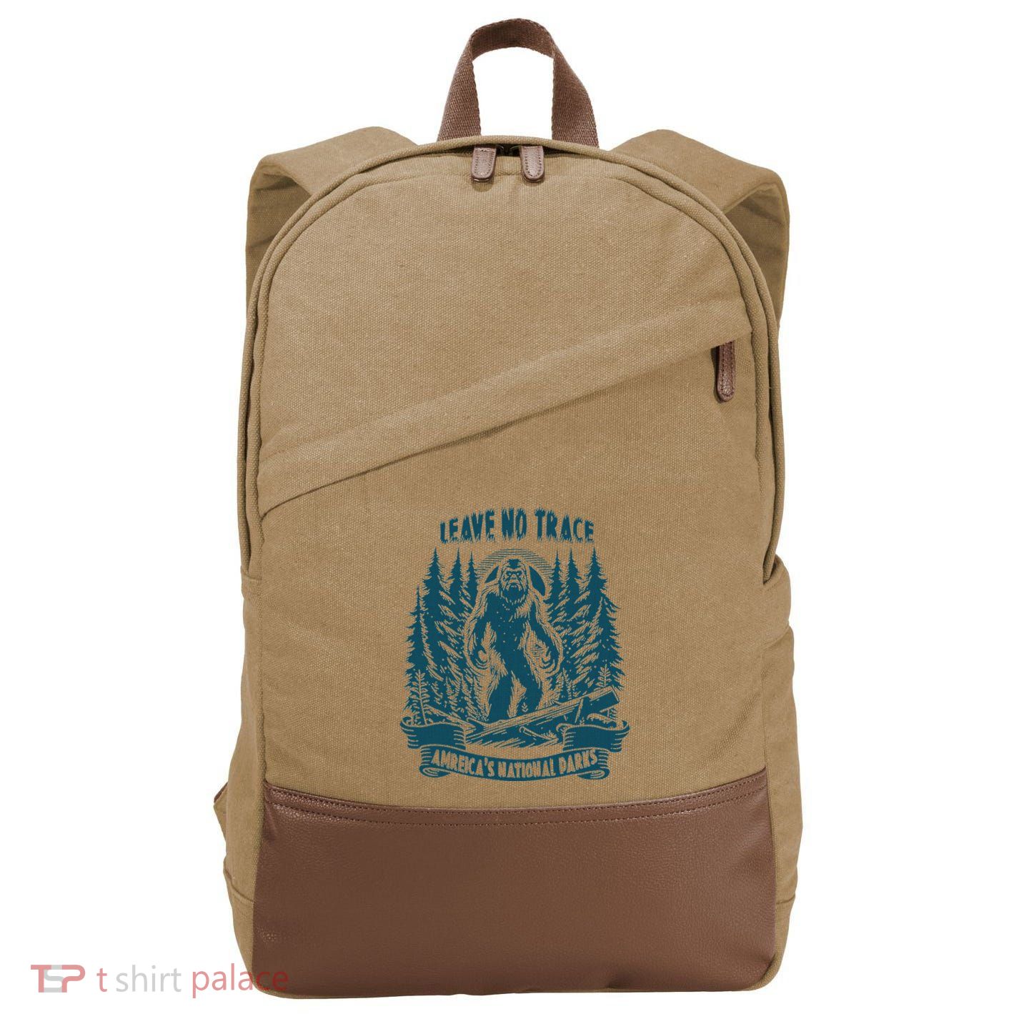Leave No Trace America National Parks Big Foot Cotton Canvas Backpack