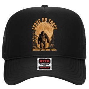 Leave No Trace America National Parks Funny Big Foot High Crown Mesh Back Trucker Hat