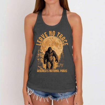 Leave No Trace America National Parks Funny Big Foot Women's Knotted Racerback Tank