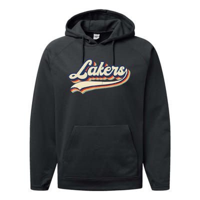 Laker Name Vintage Retro Gift Men Women Boy Girl Performance Fleece Hoodie