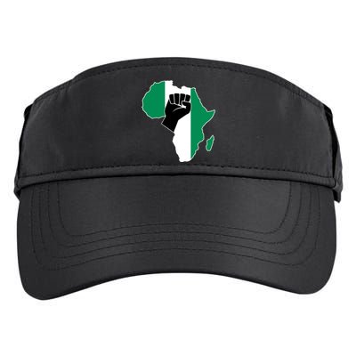 Love Nigeria With Nigerian Flag In Africa Map Raised Fist Adult Drive Performance Visor