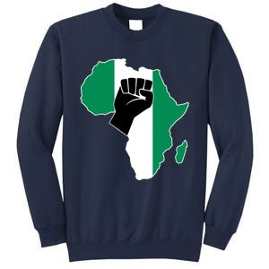 Love Nigeria With Nigerian Flag In Africa Map Raised Fist Sweatshirt