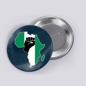 Love Nigeria With Nigerian Flag In Africa Map Raised Fist Button