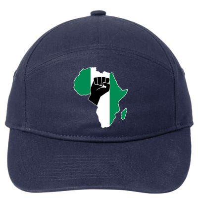 Love Nigeria With Nigerian Flag In Africa Map Raised Fist 7-Panel Snapback Hat