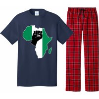 Love Nigeria With Nigerian Flag In Africa Map Raised Fist Pajama Set