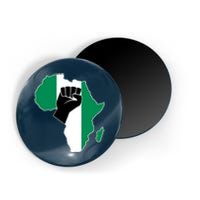 Love Nigeria With Nigerian Flag In Africa Map Raised Fist Magnet