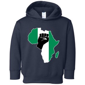 Love Nigeria With Nigerian Flag In Africa Map Raised Fist Toddler Hoodie