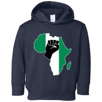 Love Nigeria With Nigerian Flag In Africa Map Raised Fist Toddler Hoodie