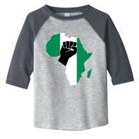 Love Nigeria With Nigerian Flag In Africa Map Raised Fist Toddler Fine Jersey T-Shirt