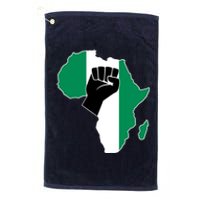 Love Nigeria With Nigerian Flag In Africa Map Raised Fist Platinum Collection Golf Towel