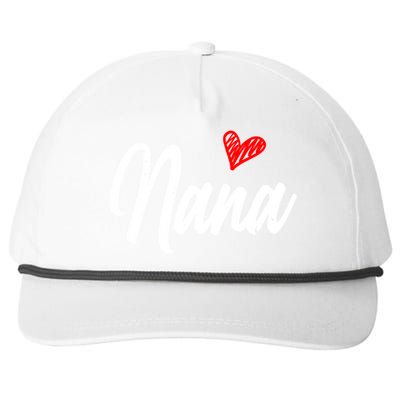 Love Nana With Heart Grandma Grandparents Day Gift Snapback Five-Panel Rope Hat