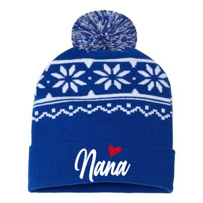 Love Nana With Heart Grandma Grandparents Day Gift USA-Made Snowflake Beanie