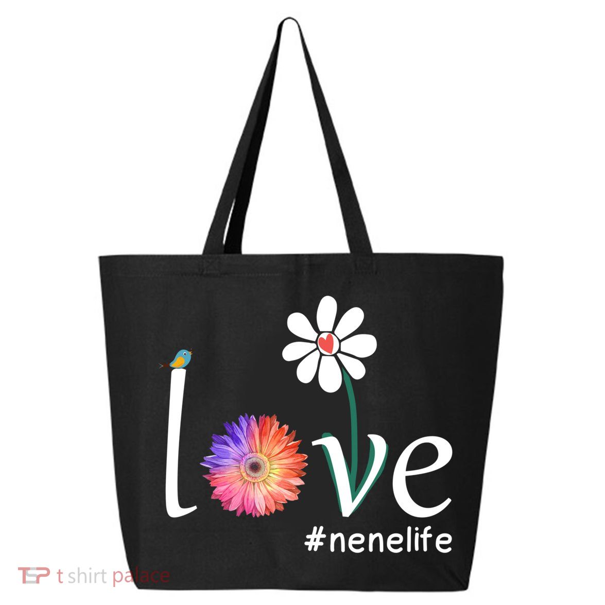 Love #Nenelife Watercolor Flower Bird Grandma Mother's Day Gift 25L Jumbo Tote