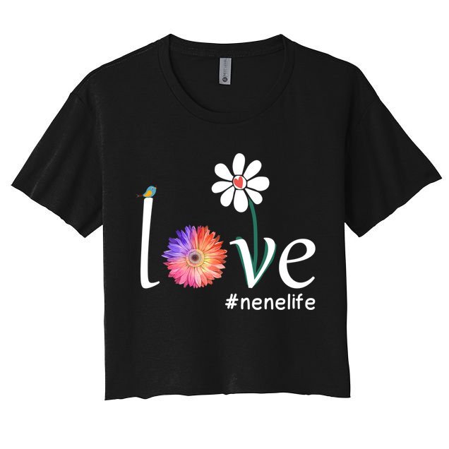 Love #Nenelife Watercolor Flower Bird Grandma Mother's Day Gift Crop Top