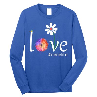 Love #Nenelife Watercolor Flower Bird Grandma Mother's Day Gift Long Sleeve Shirt