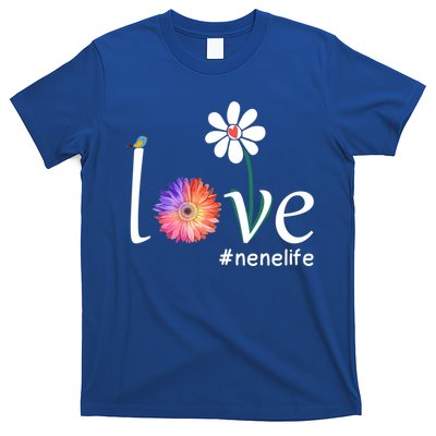 Love #Nenelife Watercolor Flower Bird Grandma Mother's Day Gift T-Shirt