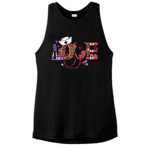 Love Nurse Western Love Stethoscope Nurselife Valentines Day Ladies PosiCharge Tri-Blend Wicking Tank