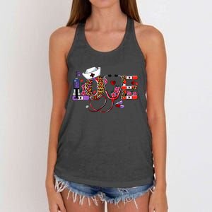 Love Nurse Western Love Stethoscope Nurselife Valentines Day Women's Knotted Racerback Tank