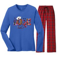 Love Nurse Western Love Stethoscope Nurselife Valentines Day Women's Long Sleeve Flannel Pajama Set 