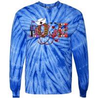 Love Nurse Western Love Stethoscope Nurselife Valentines Day Tie-Dye Long Sleeve Shirt