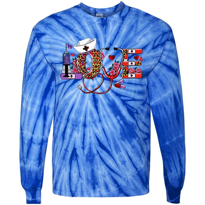 Love Nurse Western Love Stethoscope Nurselife Valentines Day Tie-Dye Long Sleeve Shirt