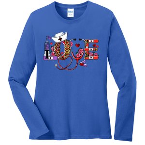 Love Nurse Western Love Stethoscope Nurselife Valentines Day Ladies Long Sleeve Shirt