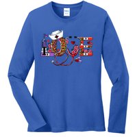 Love Nurse Western Love Stethoscope Nurselife Valentines Day Ladies Long Sleeve Shirt