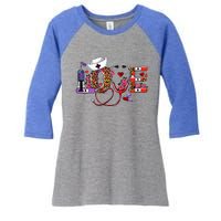 Love Nurse Western Love Stethoscope Nurselife Valentines Day Women's Tri-Blend 3/4-Sleeve Raglan Shirt