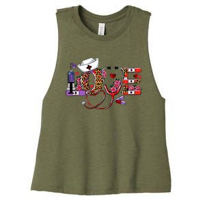 Love Nurse Western Love Stethoscope Nurselife Valentines Day Women's Racerback Cropped Tank