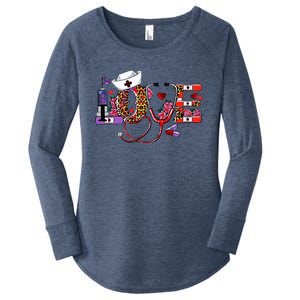 Love Nurse Western Love Stethoscope Nurselife Valentines Day Women's Perfect Tri Tunic Long Sleeve Shirt