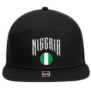 Love Nigeria With Nigerian Flag Inside A Circle 7 Panel Mesh Trucker Snapback Hat