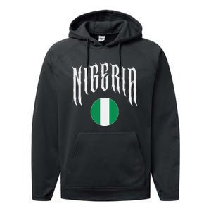 Love Nigeria With Nigerian Flag Inside A Circle Performance Fleece Hoodie