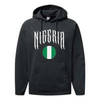 Love Nigeria With Nigerian Flag Inside A Circle Performance Fleece Hoodie