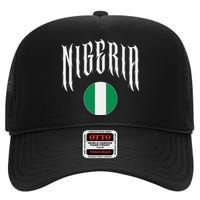 Love Nigeria With Nigerian Flag Inside A Circle High Crown Mesh Back Trucker Hat