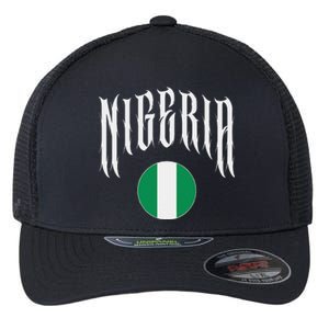 Love Nigeria With Nigerian Flag Inside A Circle Flexfit Unipanel Trucker Cap