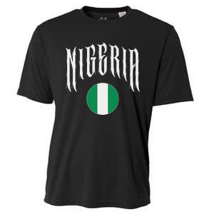 Love Nigeria With Nigerian Flag Inside A Circle Cooling Performance Crew T-Shirt