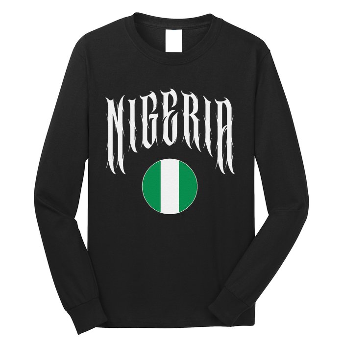 Love Nigeria With Nigerian Flag Inside A Circle Long Sleeve Shirt