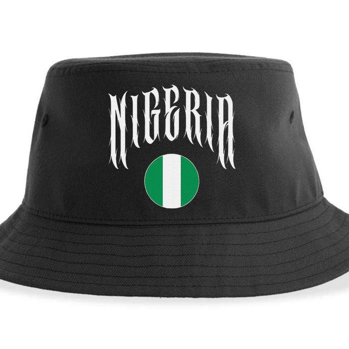 Love Nigeria With Nigerian Flag Inside A Circle Sustainable Bucket Hat