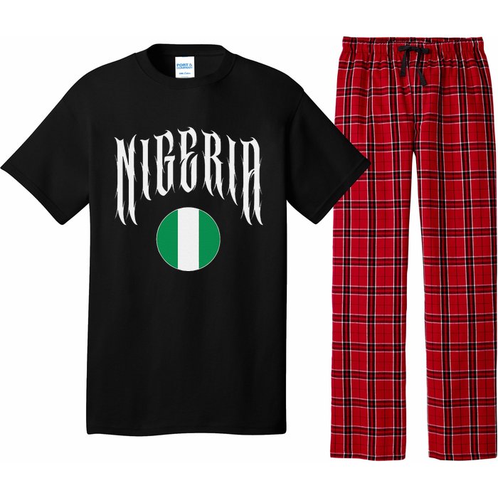 Love Nigeria With Nigerian Flag Inside A Circle Pajama Set