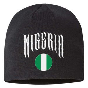 Love Nigeria With Nigerian Flag Inside A Circle Sustainable Beanie