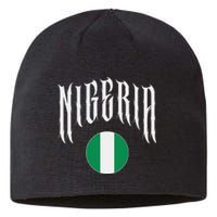 Love Nigeria With Nigerian Flag Inside A Circle Sustainable Beanie