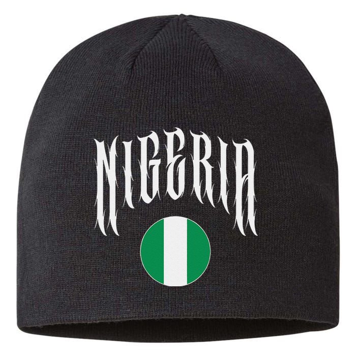 Love Nigeria With Nigerian Flag Inside A Circle Sustainable Beanie