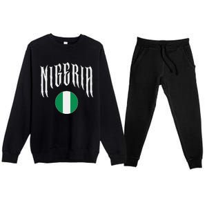 Love Nigeria With Nigerian Flag Inside A Circle Premium Crewneck Sweatsuit Set