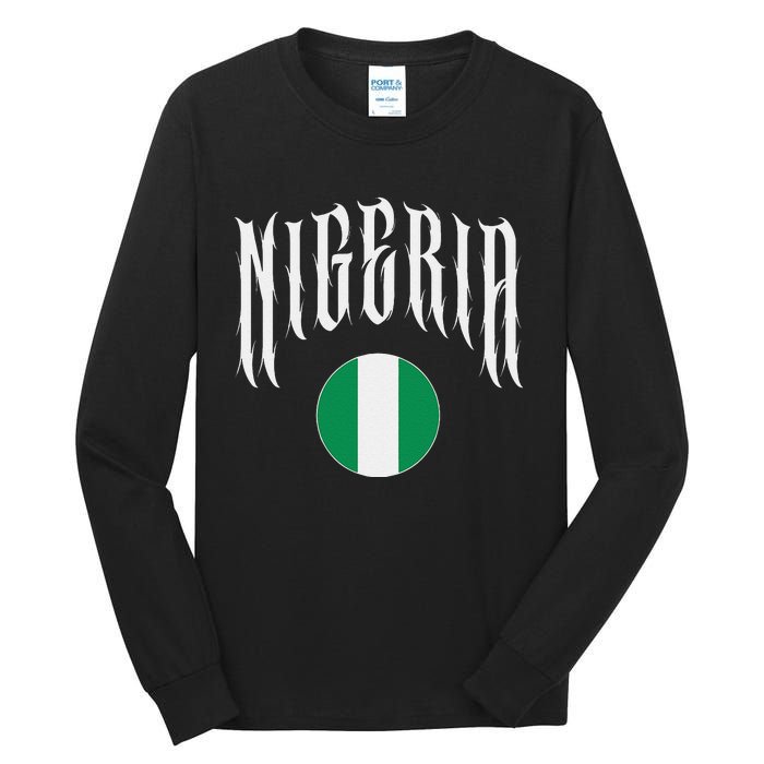 Love Nigeria With Nigerian Flag Inside A Circle Tall Long Sleeve T-Shirt