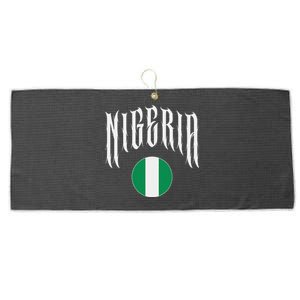 Love Nigeria With Nigerian Flag Inside A Circle Large Microfiber Waffle Golf Towel