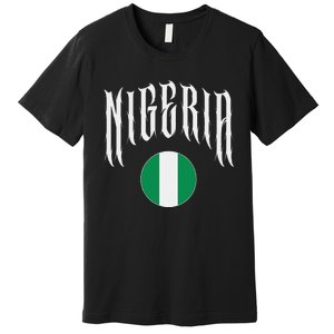 Love Nigeria With Nigerian Flag Inside A Circle Premium T-Shirt