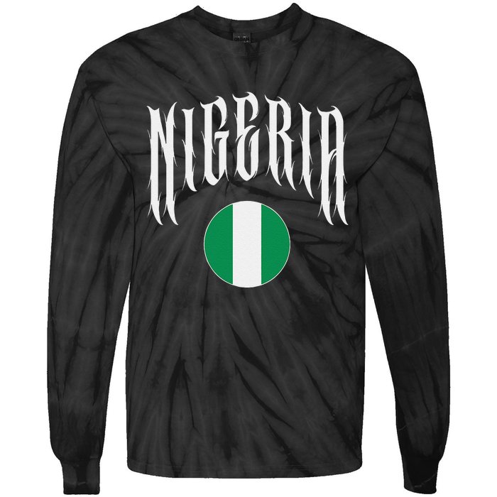 Love Nigeria With Nigerian Flag Inside A Circle Tie-Dye Long Sleeve Shirt