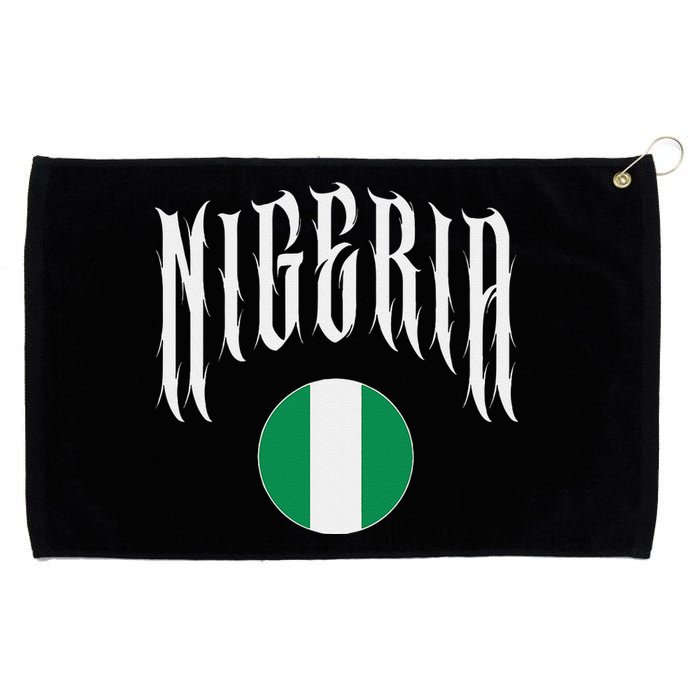 Love Nigeria With Nigerian Flag Inside A Circle Grommeted Golf Towel