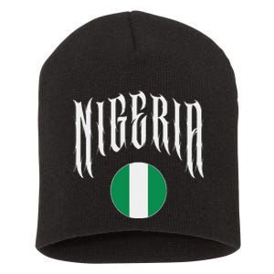 Love Nigeria With Nigerian Flag Inside A Circle Short Acrylic Beanie