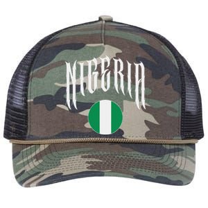 Love Nigeria With Nigerian Flag Inside A Circle Retro Rope Trucker Hat Cap